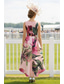 billige Te Lengde-A-linje Asymmetrisk Te-lengde Derbykjole Kjole til brudens mor Ermeløs V-hals Elegant Årgang Kentucky Derby Sateng med Blomst Tryk
