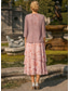 economico Set di abiti per la mamma-Due Pezzi Linea ad A Lunghezza Tè Abito da invitata a nozze Abito da cerimonia per signora Senza Maniche Manica 3/4 Girocollo Elegante Semplice Minimalista Formale Semi-Formale Chiffon Jacquard con