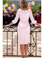 cheap Tea Length-Sheath Column Knee Length Party Dress Cocktail Dress Wedding Guest Dress Mother of the Bride Dress 3/4 Length Sleeve V Neck Elegant Minimalist Formal Wedding Guest Stretch Satin with Sash / Ribbon