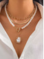 cheap Women's Necklace-Women's Bohemian Faux Pearl 4-Layer Necklace Set, Gold and Silver Alloy Pearl Pendant Layered Chains for Beach Vacation Travel, Resort Style and Everyday Casual Wear