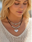 ieftine Colier de damă-Colier cu pandantiv dublu din aliaj boho pentru femei, choker cu farmec în stil multifuncțional pentru vacanță la plajă, stațiune de vară și ținute casual de zi cu zi