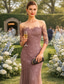 preiswerte Meerjungfrau Abendkleider-Meerjungfrauenschnitt Bodenlange Schleppe Abendkleid Brautmutterkleid Halbarm Rundausschnitt Elegant Formell Hochzeitsgast Spitze Tüll mit Applikationen