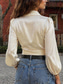 preiswerte Schicke Blusen-Damen Satin-Top Einfarbig Einfach Stilvoll Basic V Ausschnitt Normale Oberteile Lässig Schwarz Grün Aprikose Frühling