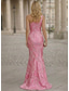 billiga Aftonklänningar-Sjöjungfru trumpet Svepsläp Kvälls klänningar Elegant Pastell Ärmlös Enaxlad Kvällsfest Bröllop Organza Jacquard med Färgblock