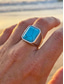 abordables Joyas para hombres-Anillo bohemio de acero inoxidable con piedra natural para hombre, anillo de sello llamativo de varios tamaños para uso diario informal, vacaciones en la playa y estilo resort.