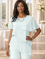 abordables Costumes-pantalons pour maman-Deux Pièces Combinaison Tailleur-Pantalon Longueur au sol Robe de Mère de Mariée  Manche Courte Bijoux Élégant Grande taille robe demoiselle d honneur Chiffon avec Volants en Cascade