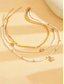 baratos Colar Feminino-Colar feminino boêmio com pingente de estrela-do-mar em liga metálica, conjunto de 3 camadas, joia para férias na praia, ideal para meninas e mulheres, colar gargantilha com contas em camadas para