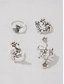 voordelige Dames ringen-Set van 4 damesringen in bohemian stijl van legering, met bloemenmotief, verstelbare pasvorm, perfect voor strandvakanties, zomeruitjes en casual dagelijks gebruik.
