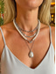 cheap Women's Necklace-Women's Bohemian Faux Pearl 4-Layer Necklace Set, Gold and Silver Alloy Pearl Pendant Layered Chains for Beach Vacation Travel, Resort Style and Everyday Casual Wear