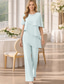 abordables Costumes-pantalons pour maman-Deux Pièces Combinaison Tailleur-Pantalon Longueur au sol Robe de Mère de Mariée  Manche Courte Bijoux Élégant Grande taille robe demoiselle d honneur Chiffon avec Volants en Cascade