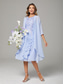 abordables Ensembles de robes pour maman-Deux Pièces Ligne A Mi-long Robe d'invité de mariage Robe de Mère de Mariée  Sans manches Col Rond Élégant robe demoiselle d honneur Fête de mariage Chiffon Dentelle Robes avec Veste avec Plis