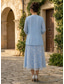 billige Mammas kjolesett-Todelt A-linje Ankellengde Te-lengde Gjestekjole til bryllup Kjole til brudens mor Ermeløs 3/4 ermer Crew-hals Elegant Enkel Minimalistisk Formell Semi-formelt Chiffon Blonder med Broderi