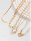 cheap Women's Necklace-Women's Bohemian Faux Pearl 4-Layer Necklace Set, Gold and Silver Alloy Pearl Pendant Layered Chains for Beach Vacation Travel, Resort Style and Everyday Casual Wear