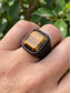 abordables Joyas para hombres-Anillo bohemio de acero inoxidable con piedra natural para hombre, anillo de sello llamativo de varios tamaños para uso diario informal, vacaciones en la playa y estilo resort.