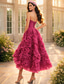 abordables Robes Longues &amp; Gowns-Ligne A Longueur cheville Robes de Bal Floral Bouffant Sans manches Sans bretelles Fête de jardin robe demoiselle d honneur Tulle Dos nu avec Froncé