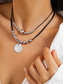 ieftine Colier de damă-Colier cu pandantiv dublu din aliaj boho pentru femei, choker cu farmec în stil multifuncțional pentru vacanță la plajă, stațiune de vară și ținute casual de zi cu zi