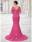 ieftine Rochii de seară sirenă-Trompetă  Sirenă Lungime Podea Rochii de seara Rochie formală Elegant Floral Manșon scurt În V Nuntă Oficial Șifon cu Flori brodată Pliuri