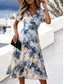 cheap Casual Floral Dresses-Women's Midi Dress Shift Dress Vacation Casual Boho Daily Summer Dress Spring Dress Regular Fit Floral Graphic Short Sleeve Crew Neck V Neck Blue Navy White Yellow Summer Spring