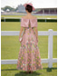 cheap Cocktail Dresses-A-Line Ankle Length Cocktail Dresses Elegant Vintage Floral Half Sleeve Off Shoulder Garden Party Wedding Satin Tulle Cowl Back with Embroidered Flower Pleats Embroidery