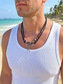 abordables Bijoux pour hommes-Collier double rang pour homme, style bohème, en alliage &amp;Cordon en cuir et matières mixtes, pendentif en croissant de lune, ajustable, idéal pour les vacances à la plage et le quotidien.