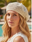 tanie Kapelusze damskie-damski beret w stylu boho, oddychający, wykonany z poliestru, dostępny w wielu kolorach, lekki kapelusz letni, idealny na wakacje na plaży, do codziennego noszenia i jako dodatek podróżny
