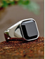 abordables Joyas para hombres-Anillo bohemio de acero inoxidable con piedra natural para hombre, anillo de sello llamativo de varios tamaños para uso diario informal, vacaciones en la playa y estilo resort.