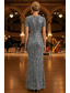 ieftine Rochii de seară tip sheath-Coloană Teacă Lungime Podea Rochie pentru invitata de nunta Rochie formala Rochie de seara Rochii de seara Elegant Manșon scurt Stil Nautic Oficial Gală Elegantă Paiete Catifea cu Strălucire