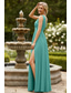 preiswerte Brautjungfernkleider-A-Linie Brautjungfernkleid Crossfront-Ausschnitt Ärmellos Elegant Bodenlang Chiffon mit Geteilter Vorderteil / Einfarbig