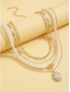 cheap Women's Necklace-Women's Bohemian Faux Pearl 4-Layer Necklace Set, Gold and Silver Alloy Pearl Pendant Layered Chains for Beach Vacation Travel, Resort Style and Everyday Casual Wear