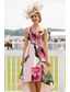 billige Te Lengde-A-linje Asymmetrisk Te-lengde Derbykjole Kjole til brudens mor Ermeløs V-hals Elegant Årgang Kentucky Derby Sateng med Blomst Tryk