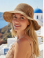 billige Damehatter-Dame bohemsk sommerhatt, pustende polyester, 3D-blomsterdekorasjon, flerfarget, solhatt med bred brem for strandferie, daglig fritidsbruk