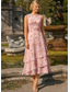 economico Set di abiti per la mamma-Due Pezzi Linea ad A Lunghezza Tè Abito da invitata a nozze Abito da cerimonia per signora Senza Maniche Manica 3/4 Girocollo Elegante Semplice Minimalista Formale Semi-Formale Chiffon Jacquard con