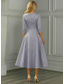 abordables Longueur de cheville-Ligne A Longueur cheville Longueur thé Robe de Cérémonie Robe de Mère de Mariée  Manche 3/4 Col en V Élégant ancien Occasionnel Formel Satin Jacquard avec Plis