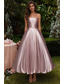 baratos Vestidos de Cocktail-De Baile Linha A Até o Tornozelo Vestidos de cocktail Vestidos de festa Elegante Vintage Manga Longa Ombro a Ombro Casamento Formal Destacável Cetim com Xale