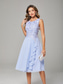 abordables Ensembles de robes pour maman-Deux Pièces Ligne A Mi-long Robe d'invité de mariage Robe de Mère de Mariée  Sans manches Col Rond Élégant robe demoiselle d honneur Fête de mariage Chiffon Dentelle Robes avec Veste avec Plis