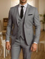 economico Abiti formali-Uomo Completi Affari Matrimonio Grigio chiaro Primavera, Autunno, Inverno, Estate Tuta Moda Formale Tinta unita Vestibilità aderente 3 pezzi Monopetto Due Bottoni