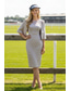 cheap Mom's Dress Sets-Two Piece Sheath Column Tea Length Wedding Guest Dress Mother of the Bride Dress 3/4 Length Sleeve Crew Neck Elegant Wedding Guest Engagement Party Lace with Lace Beading