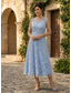 billige Mammas kjolesett-Todelt A-linje Ankellengde Te-lengde Gjestekjole til bryllup Kjole til brudens mor Ermeløs 3/4 ermer Crew-hals Elegant Enkel Minimalistisk Formell Semi-formelt Chiffon Blonder med Broderi