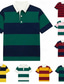 tanie Męska koszulka polo do rugby-Męskie Poziome paski Polo do rugby Krótki rękaw Koszulki polo Klapa Codzienny Athleisure Dzienne zużycie Druk 3D Guziki Wiosna i lato Niebieski Czerwony 3 Żółty