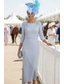 billiga Ankel längd-Åtsmitande Ankellång Festklänning Cocktail klänning Bröllopsgästklänning Klänning till brudens mor 3/4 ärm Rund hals Elegant Formell Stretch crepe med Applikationsbroderi Enfärgat
