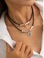 ieftine Colier de damă-Colier cu pandantiv dublu din aliaj boho pentru femei, choker cu farmec în stil multifuncțional pentru vacanță la plajă, stațiune de vară și ținute casual de zi cu zi