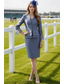 cheap Mom's Dress Sets-Two Piece Sheath Column Dress Sets Knee Length Wedding Guest Dress Mother of the Bride Dress 3/4 Length Sleeve V Neck Elegant Vintage Wedding Party Semi Formal Satin with Feather Beading