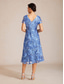 abordables Robe Simple-Femmes Robe Midi Robe trapèze Élégant Quotidien robe demoiselle d honneur Paillettes Broderie Coupe régulière Fleuri Manche Courte Col ras du cou Wedgewood