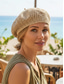 tanie Kapelusze damskie-damski beret w stylu boho, oddychający, wykonany z poliestru, dostępny w wielu kolorach, lekki kapelusz letni, idealny na wakacje na plaży, do codziennego noszenia i jako dodatek podróżny