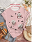 preiswerte Tiere T-Shirt-Ostern Damen T Shirt Druck Grafik Tiermotiv Cartoon Mode Stilvoll Klassisch Kurzarm Rundhalsausschnitt Normale Oberteile Lässig Täglich Wochenende Blau Hell Beige Schwarz Rosa Purpur Sommer Frühling