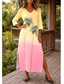 preiswerte Boho Kleider-Damen Maxikleid Boho-Kleid Shiftkleid Sommerkleid Leinenkleid Bohemien Urlaub Ethnisch Strand Ferien Date Lässiger Schnitt Grafik Abstrakt Tropisch Dreiviertelarm V Ausschnitt Blau Hellgelb Rosa