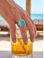 billige Menns smykker-Herre bohemsk ring i legering og turkis, vintage statement-signetring i flere størrelser for strandferie, uformelle sommerantrekk og hverdagsbruk