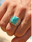 billige Menns smykker-Herre bohemsk ring i legering og turkis, vintage statement-signetring i flere størrelser for strandferie, uformelle sommerantrekk og hverdagsbruk