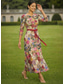 billige Ankellengde-A-linje Kjoler Ankellengde Festkjole Cocktail Kjole Kjole til brudens mor 3/4 ermer Crew-hals Elegant Årgang Formell Bryllupsgjest Ferie Chiffon Tyll med Broderi Appliqué Blomst