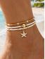 billige Damearmbånd-Ankelkjedesett med sjøstjerneanheng i bohemsk stil i legering til dame, 3-delt strandferiesmykke, avslappet hverdagsbruk, lett, justerbart, trendy sommertilbehør